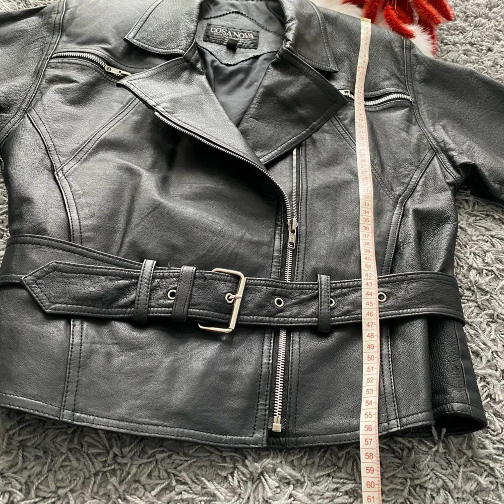 Vintage Cosa Nova Black Leather Biker Jacket - Picture 10 of 12